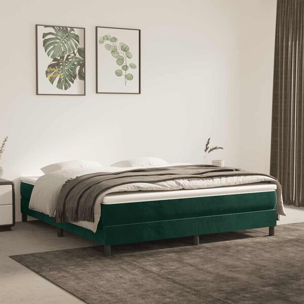 vidaXL Sommier &agrave; lattes de lit et matelas Vert fonc&eacute; 160x200cm Velours