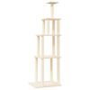 vidaXL Arbre &agrave; chat avec griffoirs en sisal cr&egrave;me 183 cm