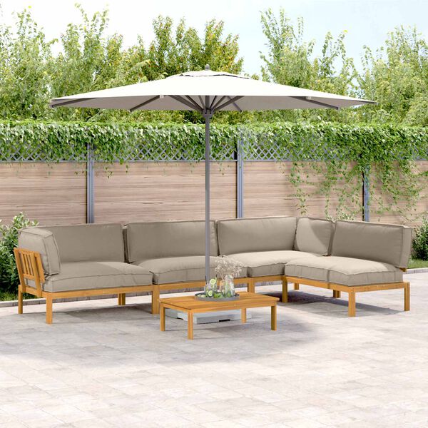 vidaXL Ensemble de Canap&eacute;s Uni 5 pcs Taupe Bois d'Acacia Massif