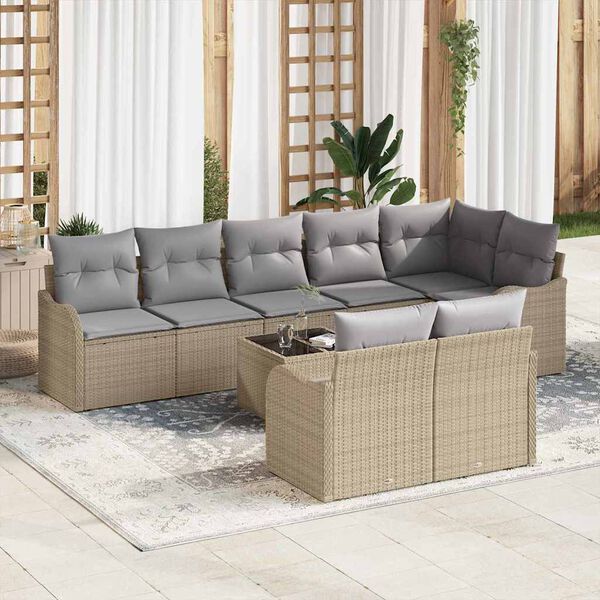 vidaXL Ensemble de canap&eacute; de jardin 9 pcs beige et gris clair