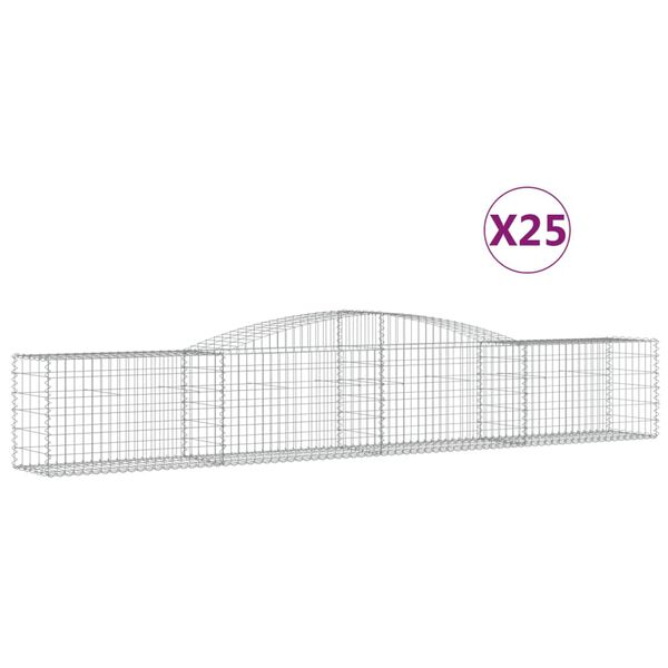 vidaXL Paniers à gabions arqués 25 pcs 400x50x60/80 cm Fer galvanisé