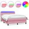 vidaXL Sommier &agrave; lattes de lit avec matelas et LED rose 140x210 cm velours