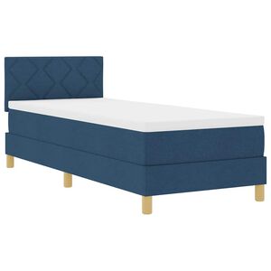 vidaXL Lit &agrave; ressort LED avec t&ecirc;te de lit Bleu 80 x 200 cm tissu