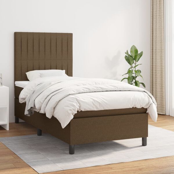 vidaXL Sommier &agrave; lattes de lit avec matelas Marron fonc&eacute; 100x200 cm