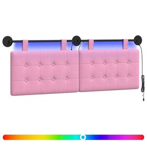 vidaXL T&ecirc;te de lit suspendue Avec lumi&egrave;re LED Rose Tissu