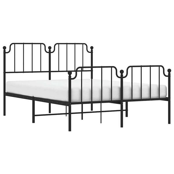 vidaXL Cadre de lit métal sans matelas avec pied de lit noir 135x190cm