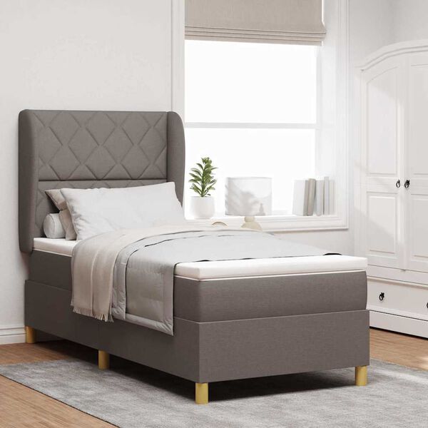 vidaXL Lit &agrave; ressorts avec matelas gris fonc&eacute; 90x190 cm Taupe