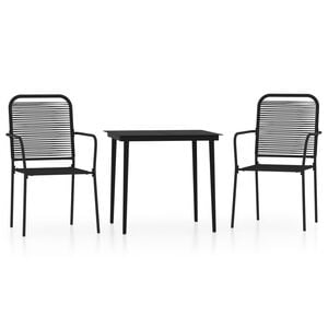 vidaXL Ensemble &agrave; manger de jardin 3 pcs Noir