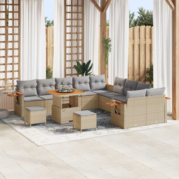 vidaXL Ensemble de canap&eacute; de jardin 13 pcs Beige et Gris clair