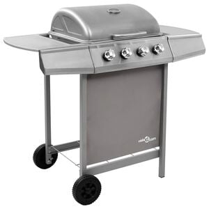 vidaXL Barbecue gril &agrave; gaz avec 4 br&ucirc;leurs argent&eacute;