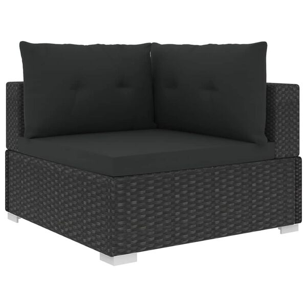vidaXL Salon de jardin 10 pcs avec coussins Résine tressée Noir