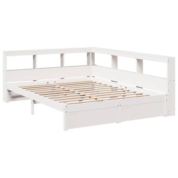 vidaXL Lit biblioth&egrave;que sans matelas blanc 150x200 cm bois pin massif