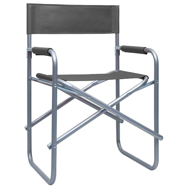 vidaXL Chaises de metteur en sc&egrave;ne lot de 2 Acier Gris