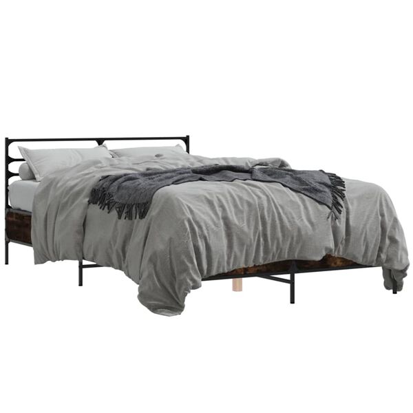 vidaXL Cadre de lit sans matelas ch&ecirc;ne fum&eacute; 140x200 cm