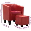 vidaXL Chaise cabriolet avec repose-pied Rouge Similicuir