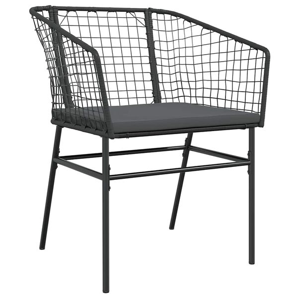 vidaXL Ensemble &agrave; manger de jardin et coussins 5 pcs noir rotin verre