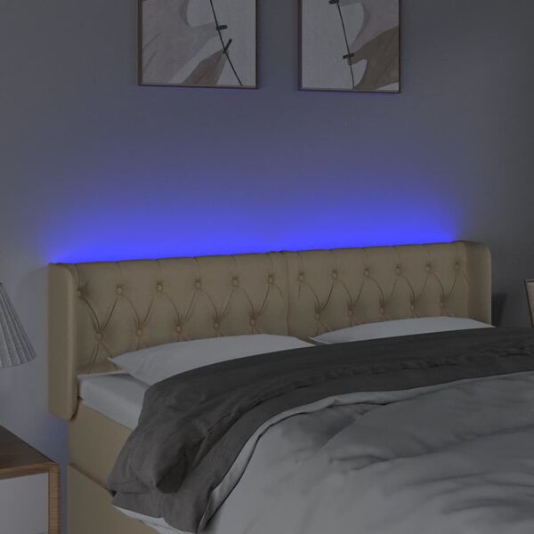 vidaXL Tête de lit à LED Crème 147x16x78/88 cm Tissu