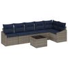 vidaXL Ensemble de canap&eacute; de jardin 7 pcs Gris et marine polyrotin