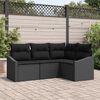 vidaXL Ensemble de canap&eacute; de jardin avec coussin 4 pcs Noir polyrotin