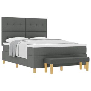 vidaXL Lit &agrave; ressorts avec t&ecirc;te de lit Gris fonc&eacute; 200 x 160 cm tissu