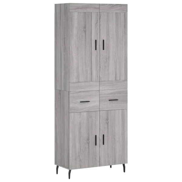 vidaXL Buffet haut Sonoma gris 69,5x34x180 cm Bois d'ing&eacute;nierie