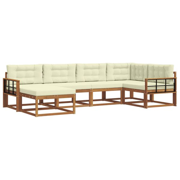vidaXL Ensemble de canap&eacute;s d'ext&eacute;rieur 6 pcs Naturel et Cr&egrave;me