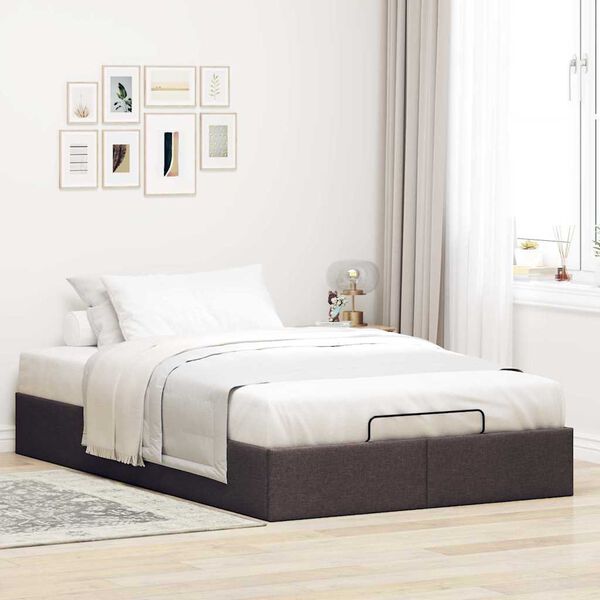 vidaXL Cadre de lit ottoman sans matelas marron fonc&eacute; 120x200 cm tissu