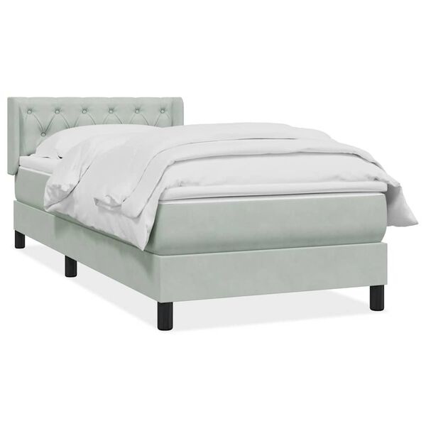 vidaXL Sommier &agrave; lattes de lit et matelas gris clair 80x210 cm velours