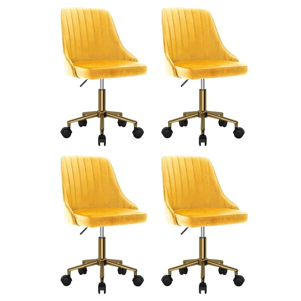 vidaXL Chaises pivotantes &agrave; manger lot de 4 jaune velours