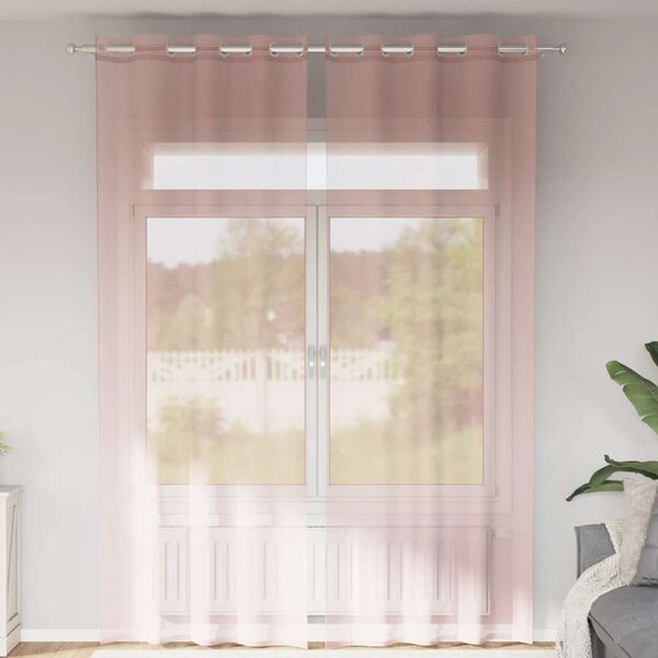 vidaXL Rideaux en voile avec œillets 2 pcs rose 140 x 300 cm