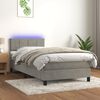 vidaXL Sommier &agrave; lattes de lit et matelas et LED Gris clair 90x200 cm