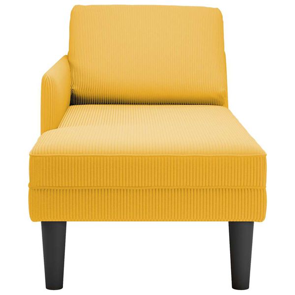 vidaXL Chaise longue avec coussin jaune clair tissu en velours c&ocirc;tel&eacute;
