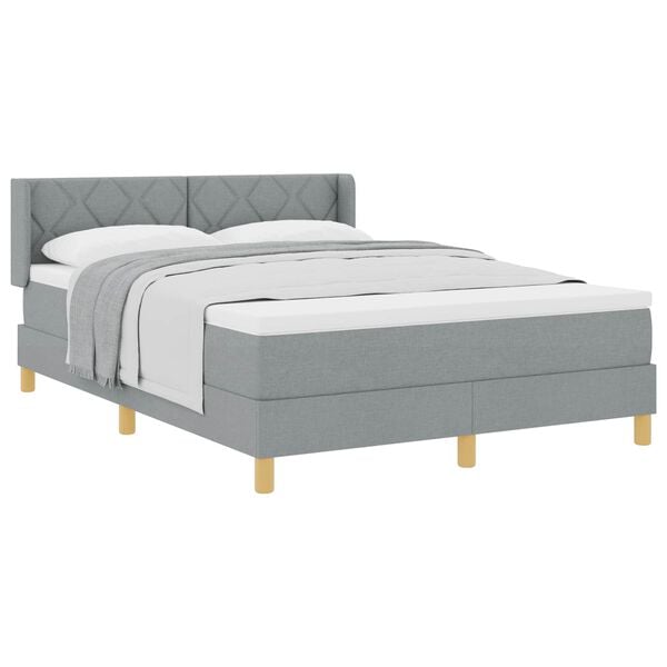 vidaXL Lit &agrave; ressorts avec matelas Gris clair 200 x 160 cm tissu