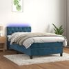 vidaXL Sommier &agrave; lattes de lit avec matelas et LED Bleu fonc&eacute; 80x200cm