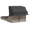 vidaXL Chaise longue double avec auvent et coussins gris clair rotin