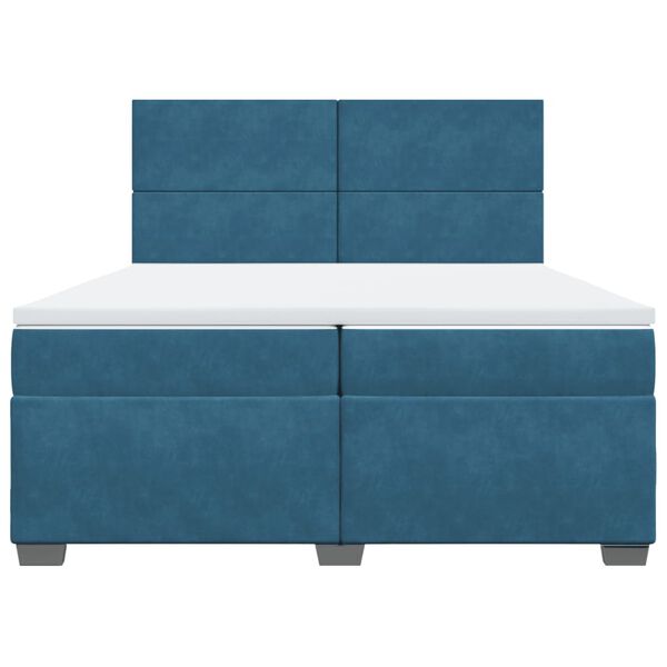 vidaXL Sommier &agrave; lattes de lit et matelas Bleu 200x200 cm velours