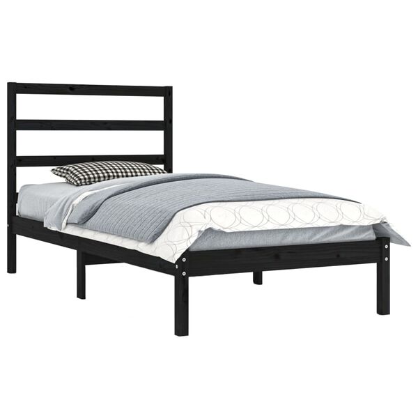 vidaXL Cadre de lit sans matelas noir 100x200 cm bois massif de pin