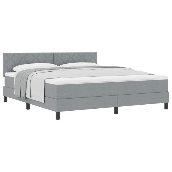 vidaXL Lit &agrave; ressorts avec matelas Gris clair 180 x 200 cm tissu