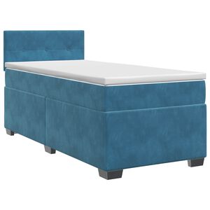 vidaXL Lit boxspring avec matelas Bleu fonc&eacute; 90 x 190 cm Velours