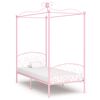 vidaXL Cadre de lit &agrave; baldaquin sans matelas rose m&eacute;tal 100x200 cm