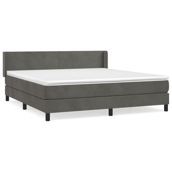 vidaXL Sommier &agrave; lattes de lit et matelas Gris fonc&eacute; 160x200cm Velours