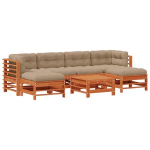 vidaXL Ensemble de salon de jardin 7 pc Brun cire Bois de pin massif