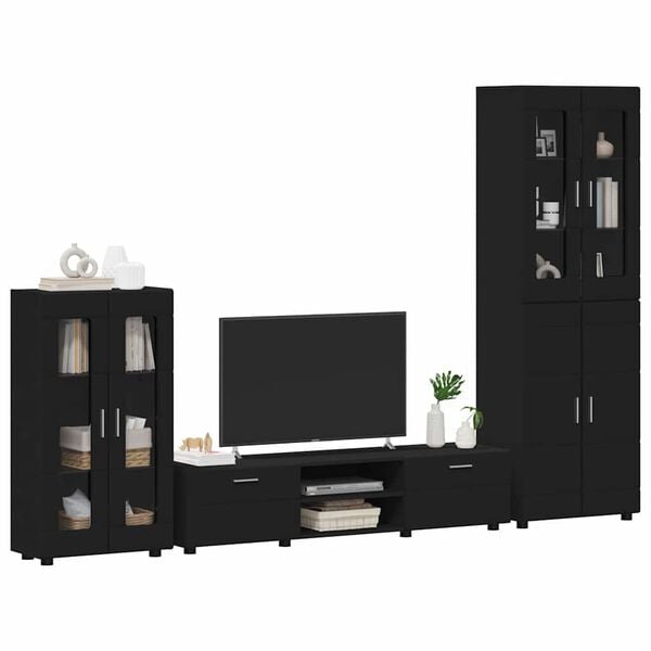 vidaXL Ensemble meuble TV avec tiroir FLORIN Noir Bois d'ing&eacute;nierie