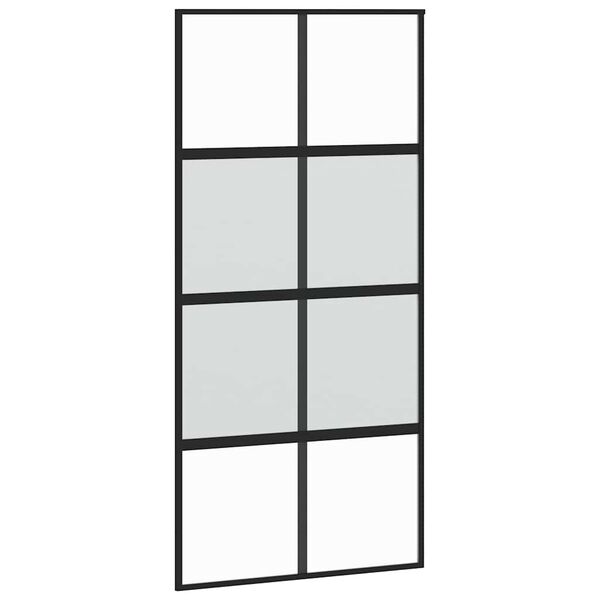 vidaXL Porte coulissante noir 102,5x205 cm verre tremp&eacute; aluminium