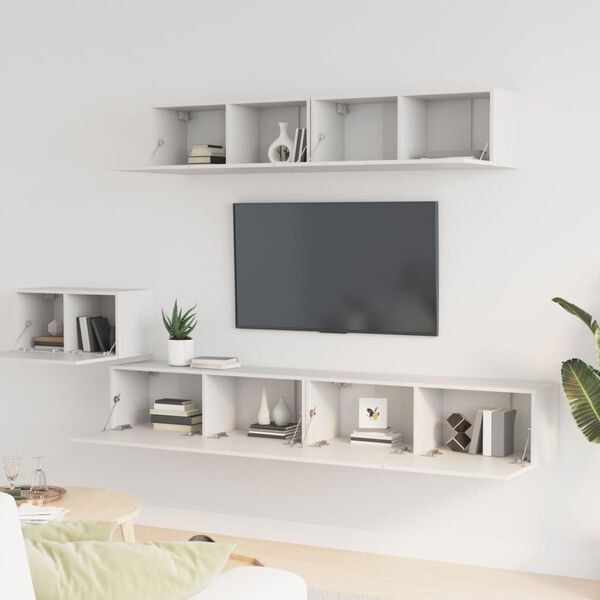 vidaXL Ensemble de meubles TV 5 pcs Blanc Bois d'ingénierie