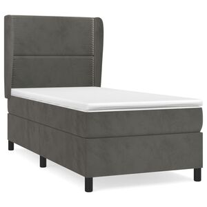 vidaXL Sommier &agrave; lattes de lit et matelas Gris fonc&eacute; 80x200 cm Velours