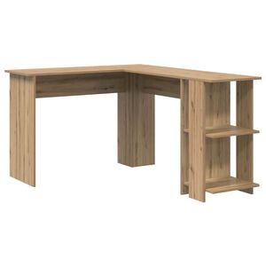 vidaXL Bureau d'angle avec &eacute;tag&egrave;re Ch&ecirc;ne artisanal 140 x 113,5 x 75 cm