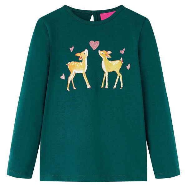 T-shirt pour enfants &agrave; manches longues vert fonc&eacute; 104