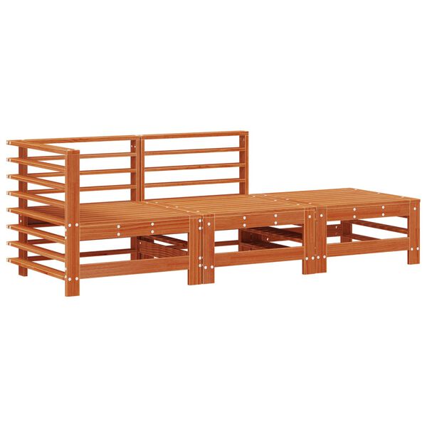 vidaXL Unit&eacute; de canap&eacute; sectionnel 3 Pi&egrave;ce Brun Cir&eacute; Pin massif