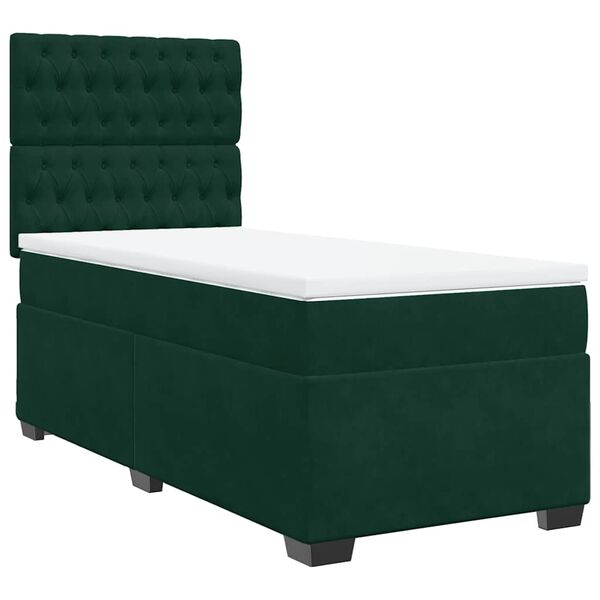 vidaXL Sommier &agrave; lattes de lit avec matelas Vert fonc&eacute; 100x200 cm